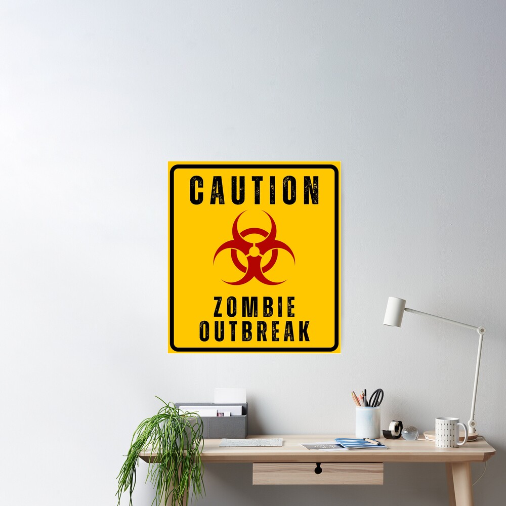 Wall Mural Zombie Outbreak Warning Stickers / Labels 
