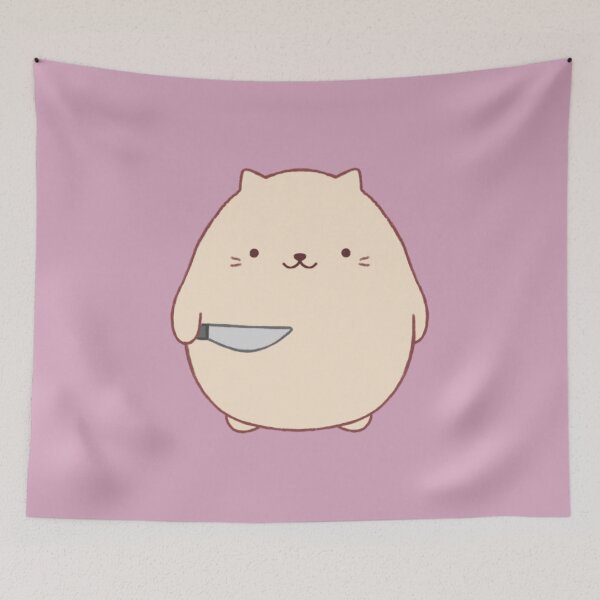 Item preview, stabby cat (pink bg) designed and sold by DesignByJennyyy.