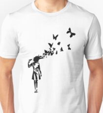 Banksy butterfly girl Unisex T-Shirt