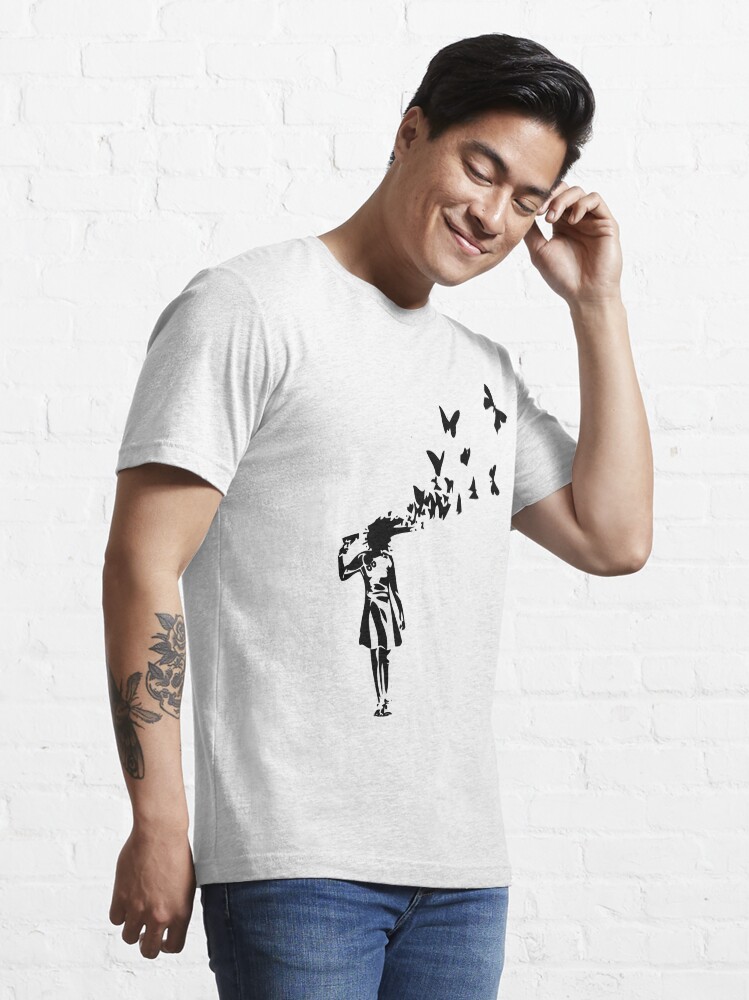 Alternate view of Banksy butterfly girl Essential T-Shirt
