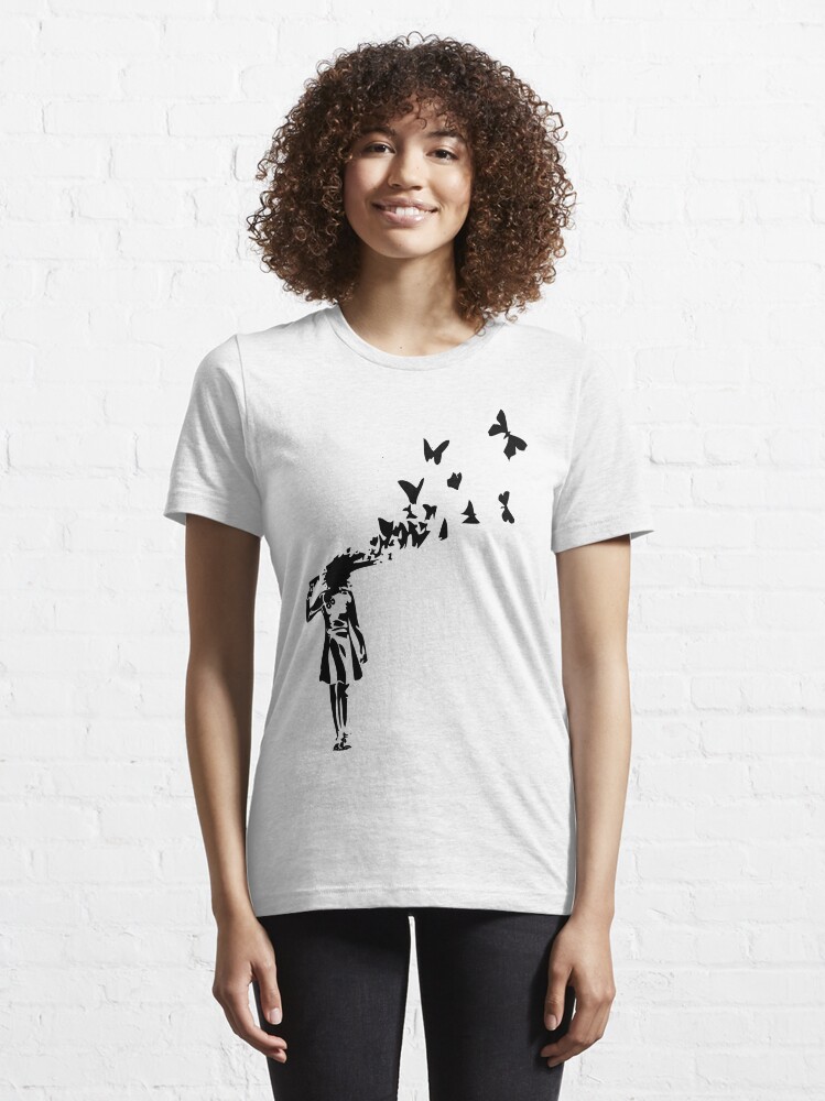 Alternate view of Banksy butterfly girl Essential T-Shirt