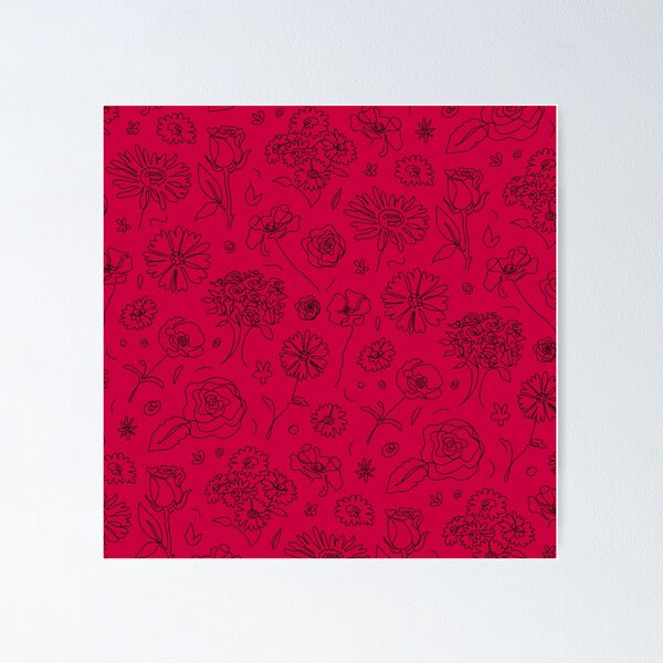 Artikelvorschau, Floral Minimal Line Art Dark Red entworfen und verkauft von Jelisandie.