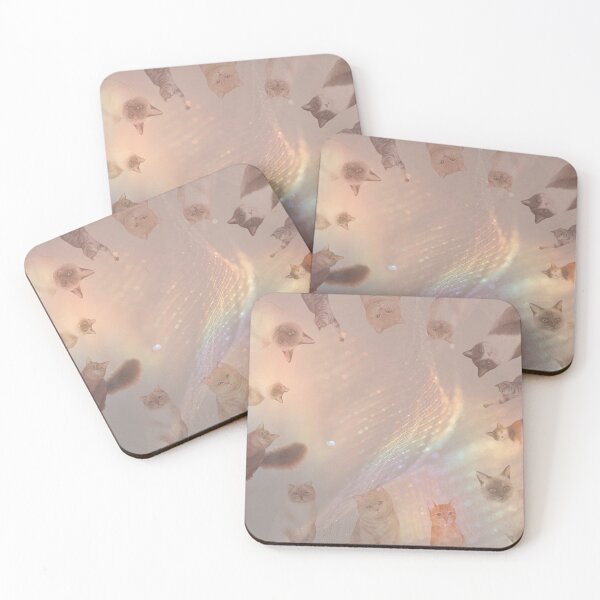 Item preview, Colourful rainbow kitty cats, cute cartoon cats on a shimmery colourful rainbow aesthetic and  holographic rainbow pattern that’s perfect for cat lovers and cat owners designed and sold by haRexia.