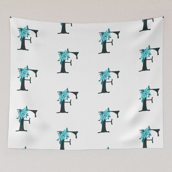 Item preview, Blue floral F monogram designed and sold by Coffee Lifestyle.