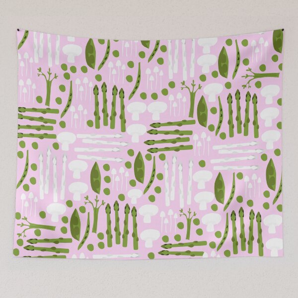 Item preview, Cute Veggies and Mushroom Pattern with Asparagus, Peas and Green Beans designed and sold by kapotka.
