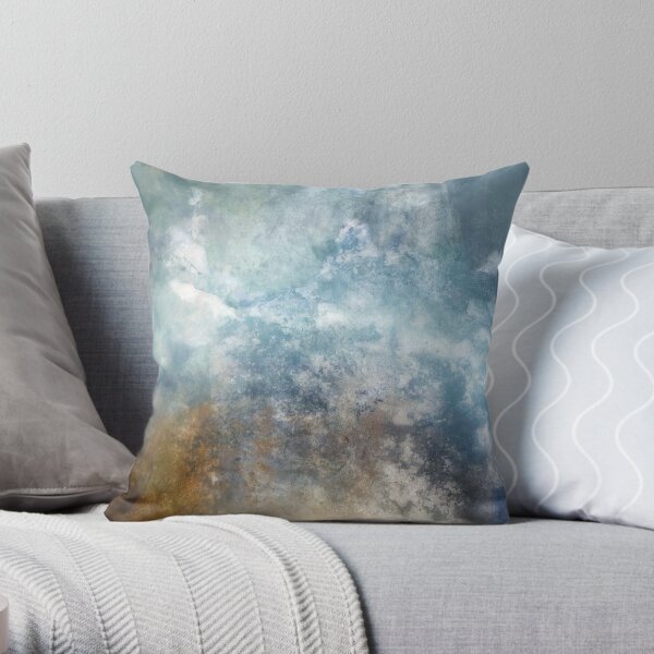 Abstract Texture Blue and Gold Throw Pillow