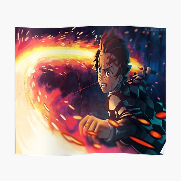 Quadro Decorativo Rengoku Anime Demon Slayer