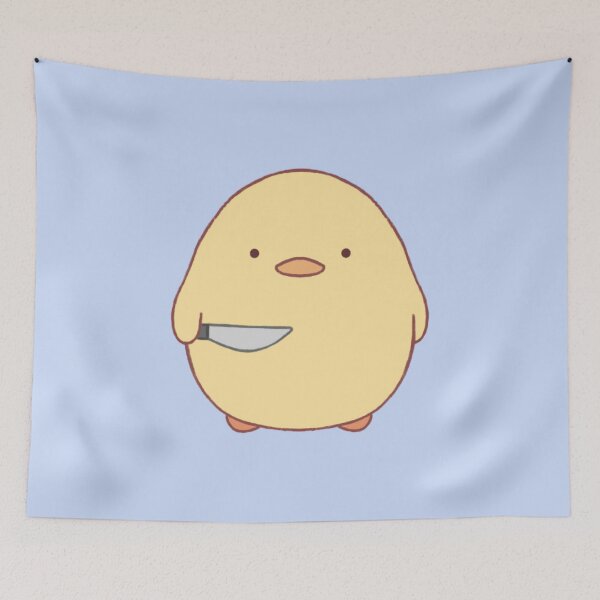 Item preview, stabby duck (light blue bg) designed and sold by DesignByJennyyy.