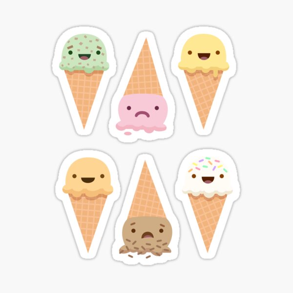 Ice cream stickers - set of 6 Sticker