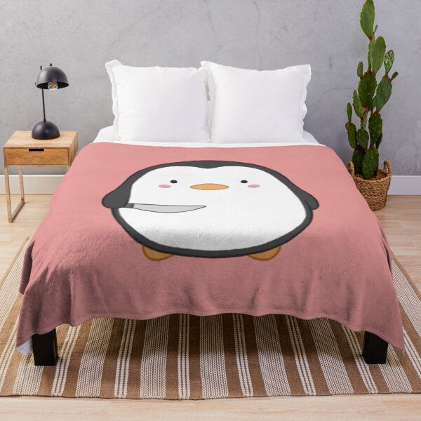 Item preview, stabby penguin (light red bg) designed and sold by DesignByJennyyy.