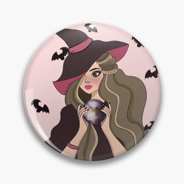 Item preview, Cute girl with a crystal ball and Eclectic Witch for Halloween  designed and sold by DArtDByMariam.