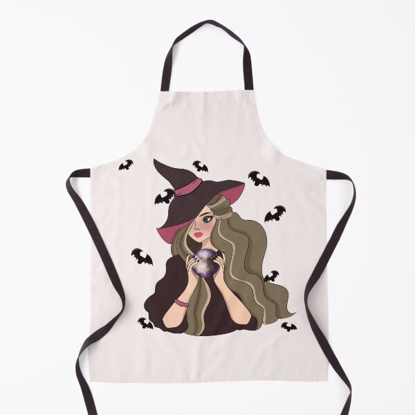 Item preview, Cute girl with a crystal ball and Eclectic Witch for Halloween designed and sold by DArtDByMariam.