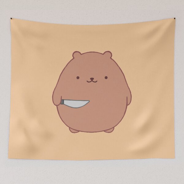 Item preview, stabby bear (orange bg) designed and sold by DesignByJennyyy.
