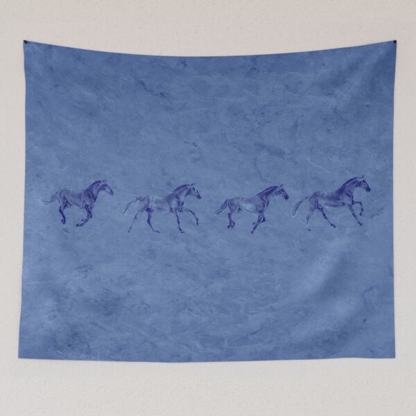 Item preview, Galloping horse 1 to 4 - blue mottled background designed and sold by SylvieG18.