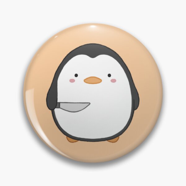 Item preview, stabby penguin (orange bg) designed and sold by DesignByJennyyy.
