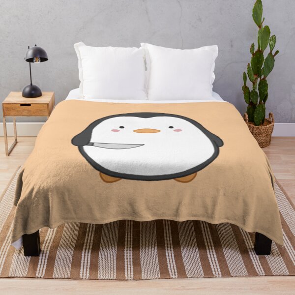 Item preview, stabby penguin (orange bg) designed and sold by DesignByJennyyy.