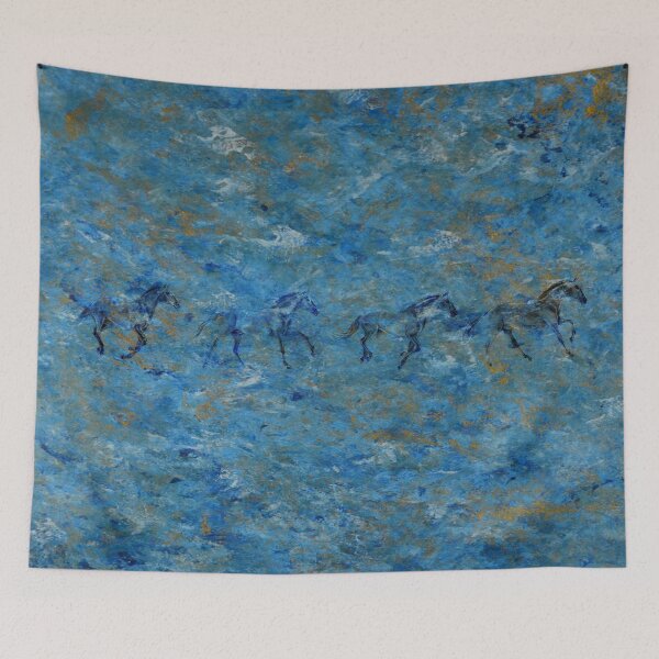 Item preview, Galloping horse 1 to 4 - marbled blue gold background designed and sold by SylvieG18.