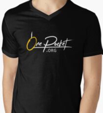 OnePocket.org Logo on Black Background Men's V-Neck T-Shirt