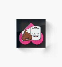 Poop And Toilet Paper Roll - Love Heart Acrylic Block