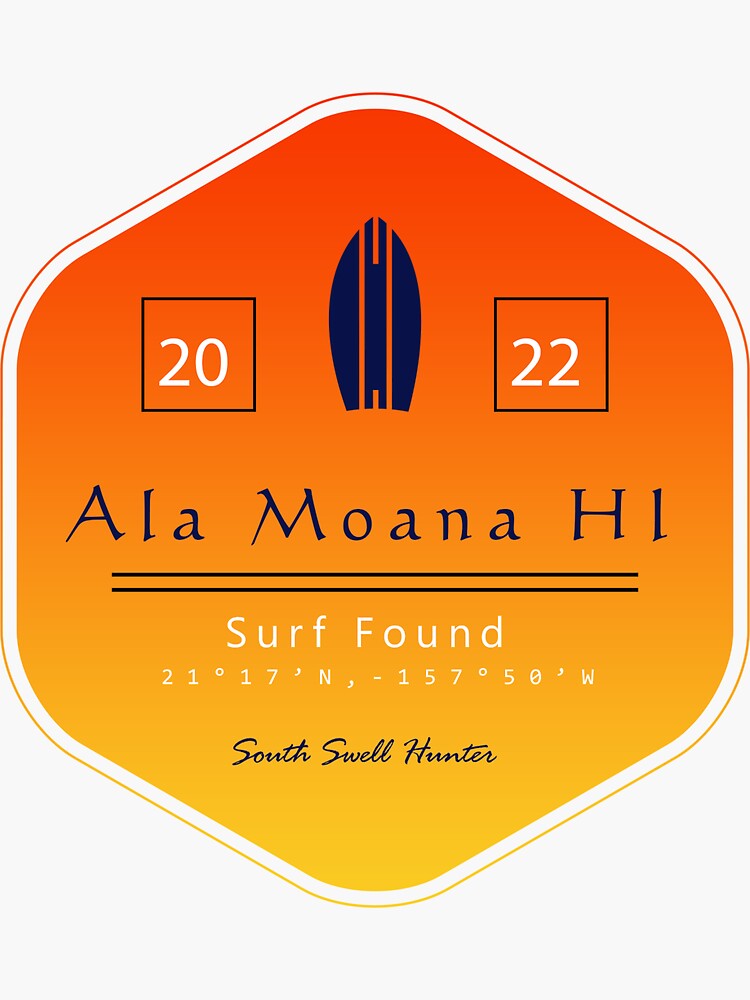 "Ala Moana, Hawaii Surf Sticker" Sticker for Sale by tidalstock Redbubble