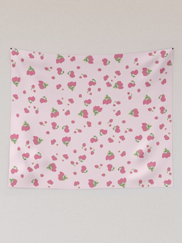 strawberry pattern aesthetic pinterest coquette dollette pink yellow - Girl  - Sticker