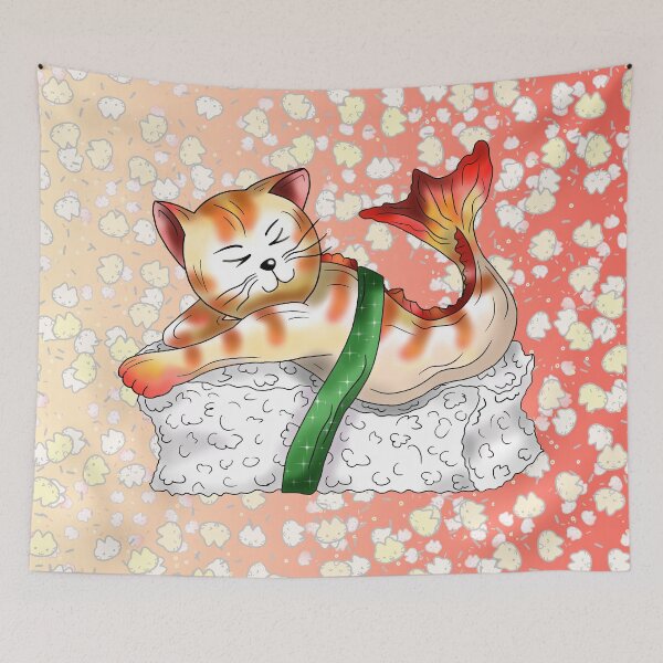 Item preview, cat sushi funny ginger catfish designed and sold by CuisineCat.