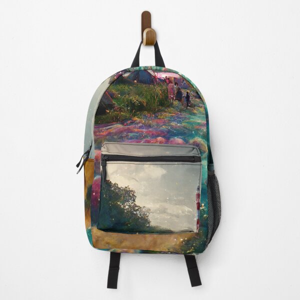 Item preview, Beautiful Festival Scene with River of Dreams running through colourful tents designed and sold by DistilledFuture.