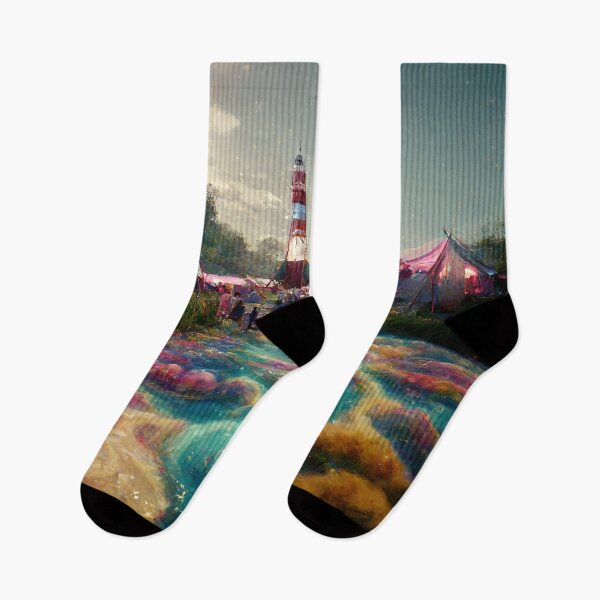 Item preview, Beautiful Festival Scene with River of Dreams running through colourful tents designed and sold by DistilledFuture.