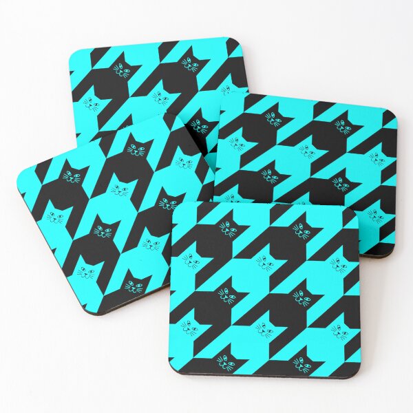 Item preview, Catstooth Black and Blue Cat Houndstooth Pattern designed and sold by Julie Erin Designs.