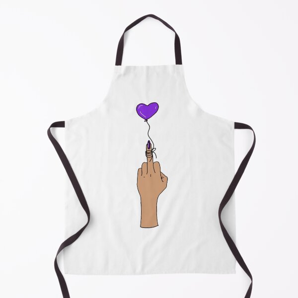 Artikelvorschau, Mittelfinger mit lila Herzballon mit hellem Hautton entworfen und verkauft von Haiii-Designs.