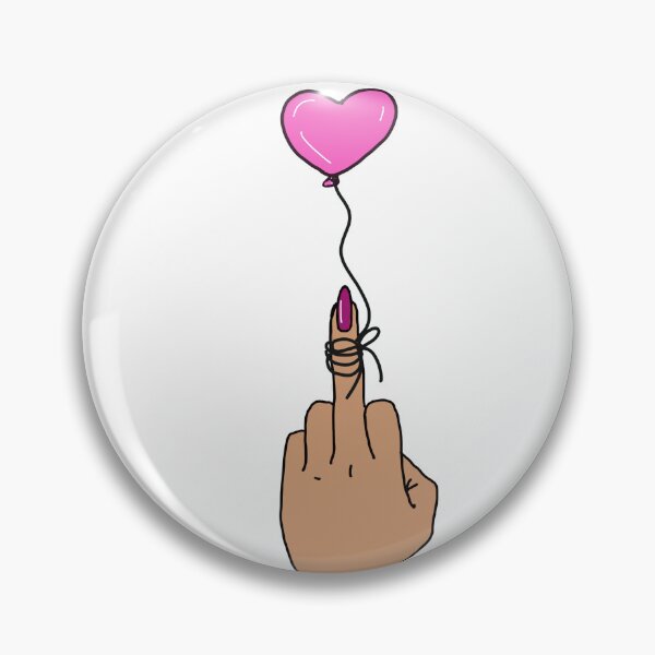 Item preview, Middle finger with pink heart balloon with light skin tone designed and sold by Haiii-Designs.