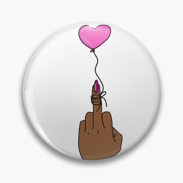 Aperçu de l'œuvre Doigt du milieu avec ballon coeur rose avec teint bronzé créée et vendue par Haiii-Designs.