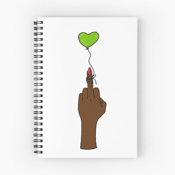 Item preview, Middle finger with green heart balloon with darker skin tone designed and sold by Haiii-Designs.