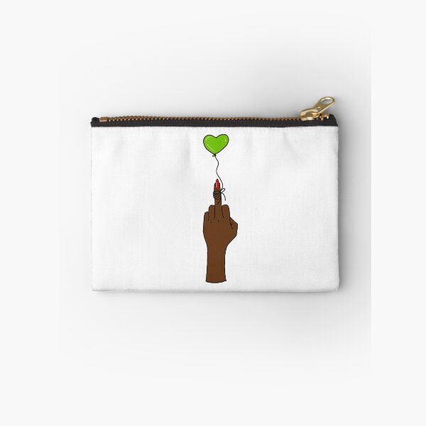 Item preview, Middle finger with green heart balloon with darker skin tone designed and sold by Haiii-Designs.