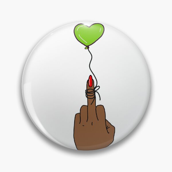 Item preview, Middle finger with green heart balloon with tanned skin tone designed and sold by Haiii-Designs.