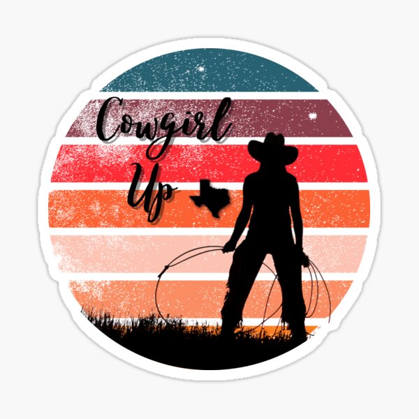 Cowgirl Up Sunset Logo Sticker
