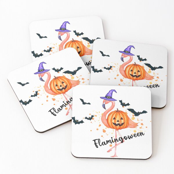 Item preview, Happy Flamingoween Witch Pumpkin Bat designed and sold by HubbyDesignz.