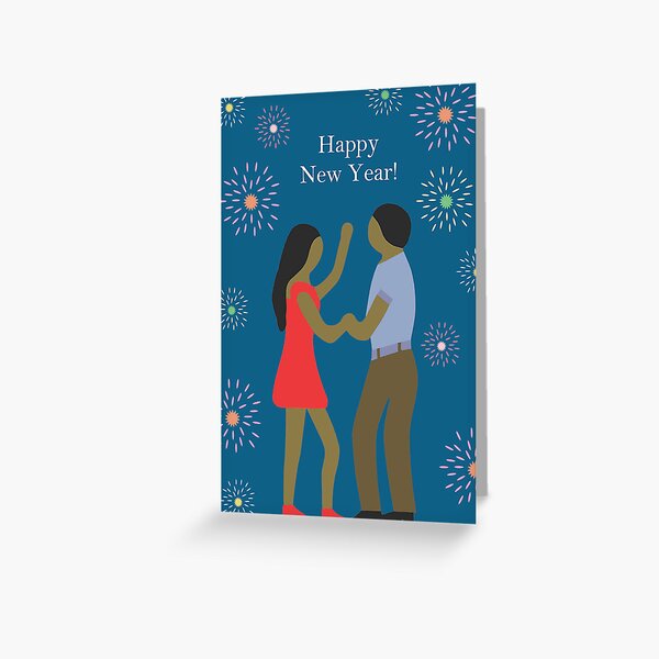 New Year Dancing Couple Greeting Card