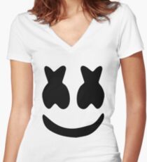 Marshmello face Women's Fitted V-Neck T-Shirt