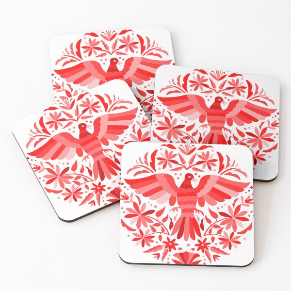 Item preview, Flying Bird - Mexican Otomí Stamp Design in Red Shades by Akbaly designed and sold by Akbaly.