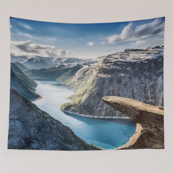 Item preview, Trolltunga Norway Fjord Painting designed and sold by Positive Lad.