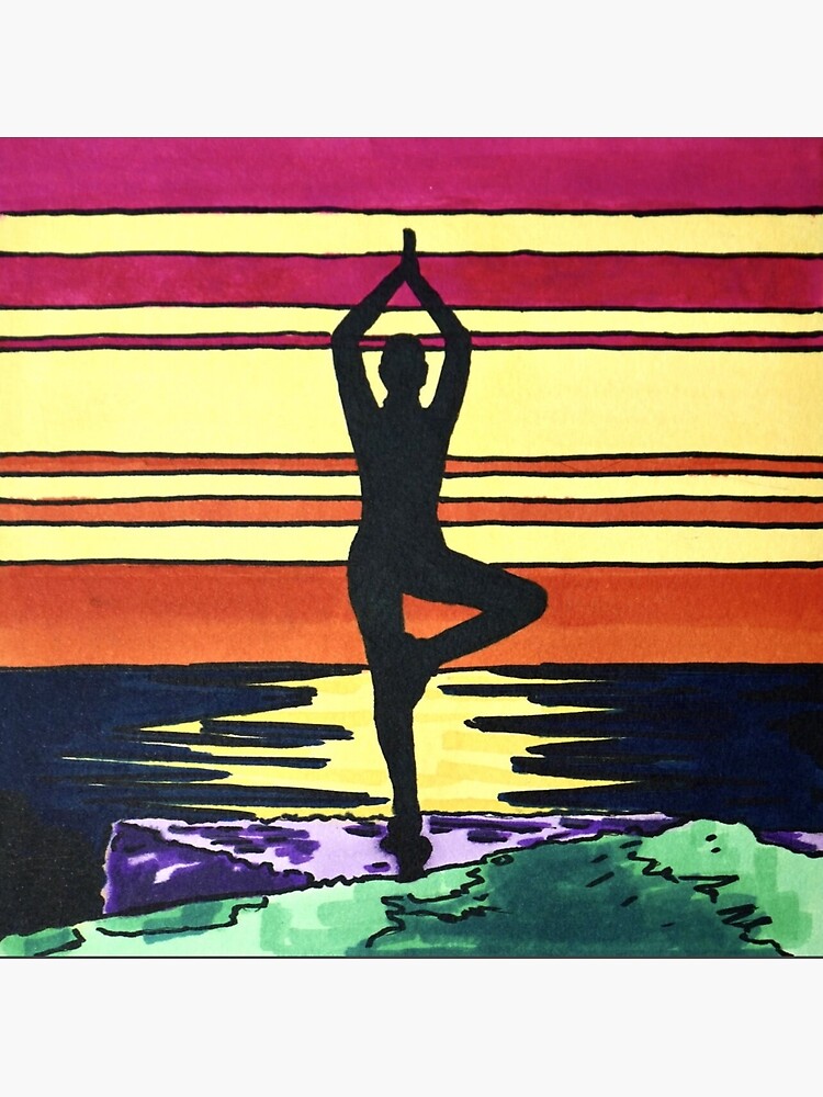 Vaporwave Yoga Tree Pose Vrikshasana Sticker for Sale by Shogun Paints