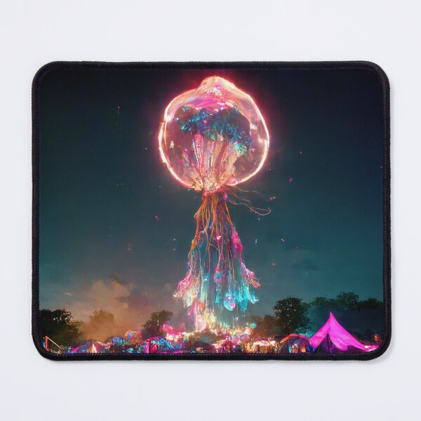 Item preview, Boom Town a Psychedelic Jellyfish of Protection Wards Over a Futuristic Music Festival designed and sold by DistilledFuture.
