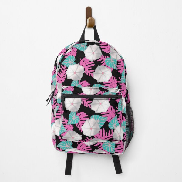 Item preview, Moonflowers - pink and turquoise on black designed and sold by MarcyBrennanArt.
