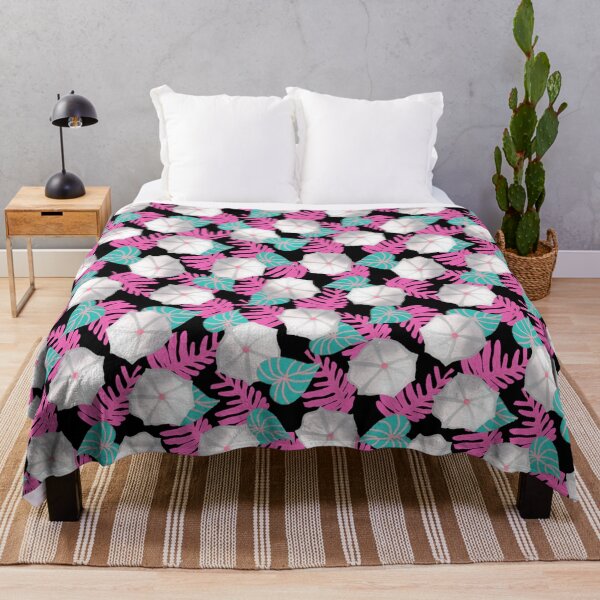 Item preview, Moonflowers - pink and turquoise on black designed and sold by MarcyBrennanArt.