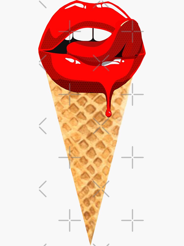 "Melting lip ice cream" Sticker for Sale by zemzebur Redbubble