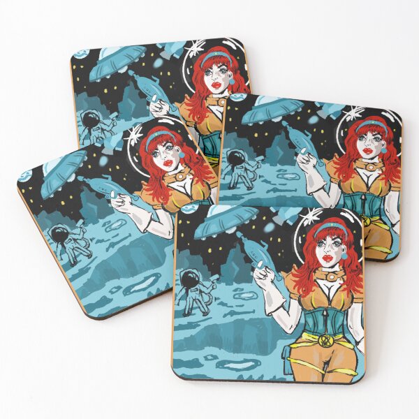 Item preview, Alien Space Babe Retro UFO Astronaut Outer Space designed and sold by lunaelizabeth.