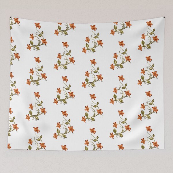 Item preview, White Background Orange Lilies Floral Pattern designed and sold by HavenDesign.