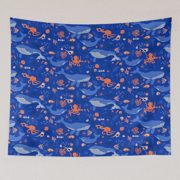 Item preview, pattern with underwater marine animals designed and sold by burbura.