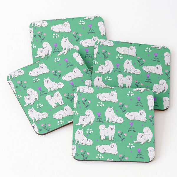 Item preview, Samoyed dogs on a green meadow designed and sold by burbura.
